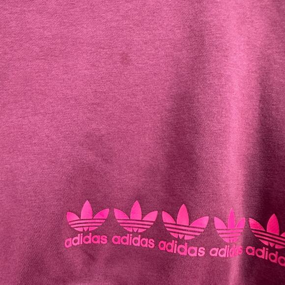 Adidas Trefoil Hoodie Womens Medium Burgundy Red Logo Play Cropped Sweatshirt * - Picture 4 of 13